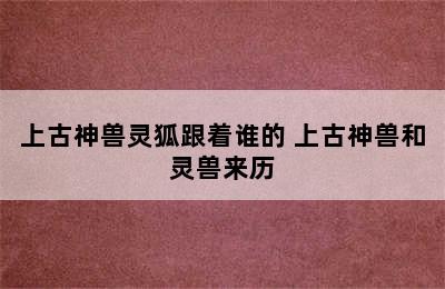 上古神兽灵狐跟着谁的 上古神兽和灵兽来历